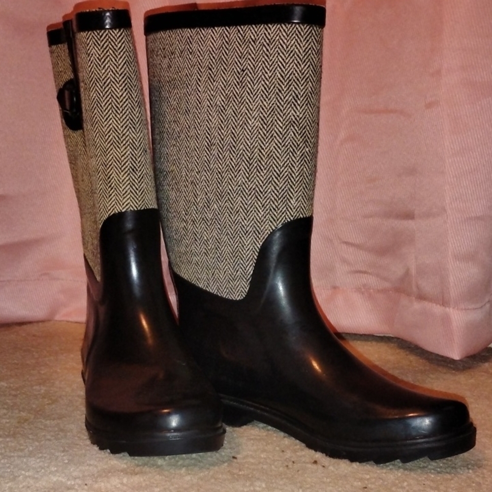 Stylish Black and White Winter & Rain Boots